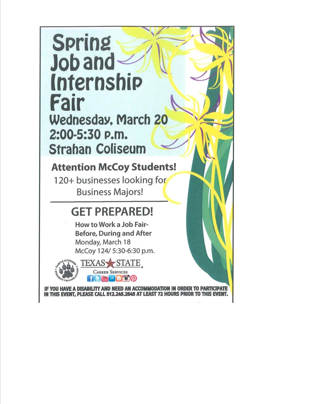 McCoy College Academic Advising Blog Spring Job and Internship Fair