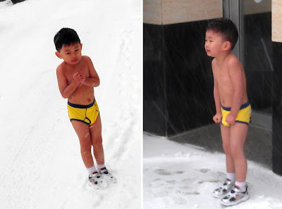 VIDEO - PADRES QUE FORZARAN NIÑO CHINO A CORRER CASI DESNUDO EN LA NIEVE