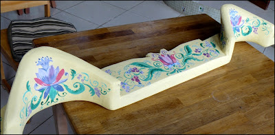 Decorated ox yoke in non-traditional style by Tamara