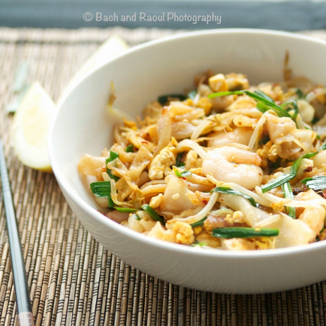 Char Kway Teow - Malayasian Stir Fried Rice Noodles with Shrimp and Garlic Chives