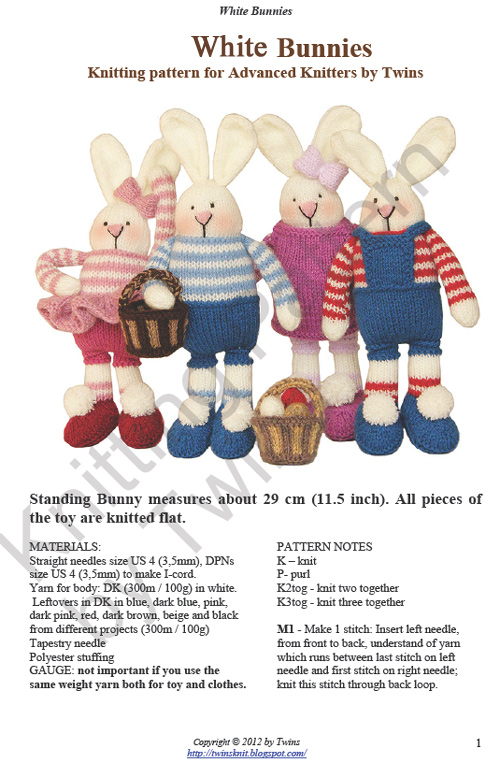 Twins Knitting Pattern MiniShop: Knitted White Bunnies ...