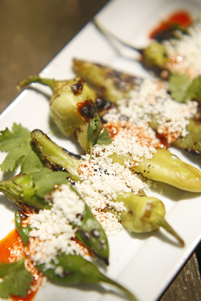 The Chubby Vegetarian Grilled Anaheim Chili Peppers with Cotija Cheese