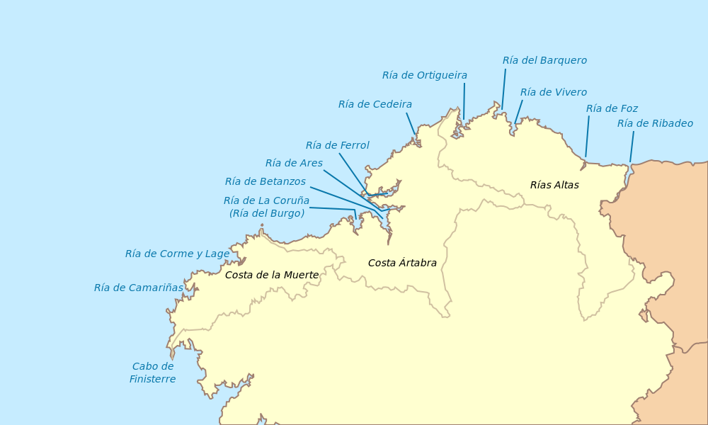 Mapa Costa gallega