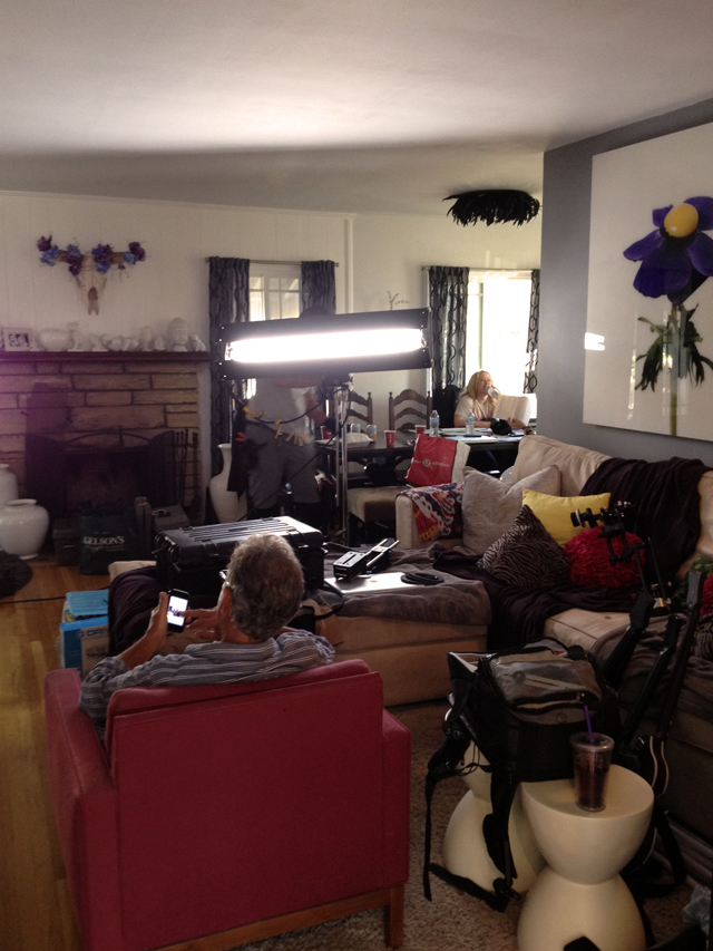 living room full of film gear