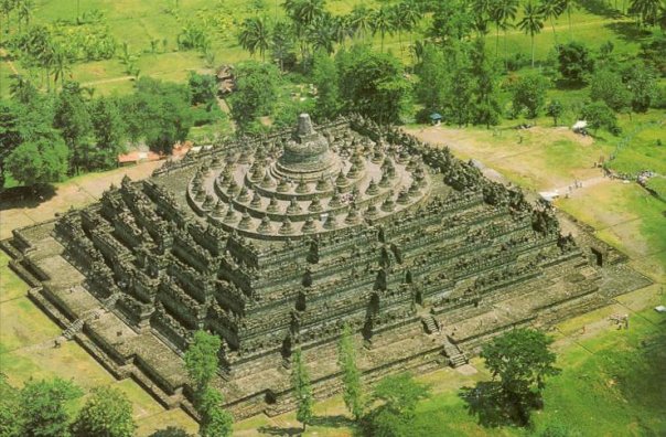 Borobudur is a Buddhist stupa and temple complex in Central Java
