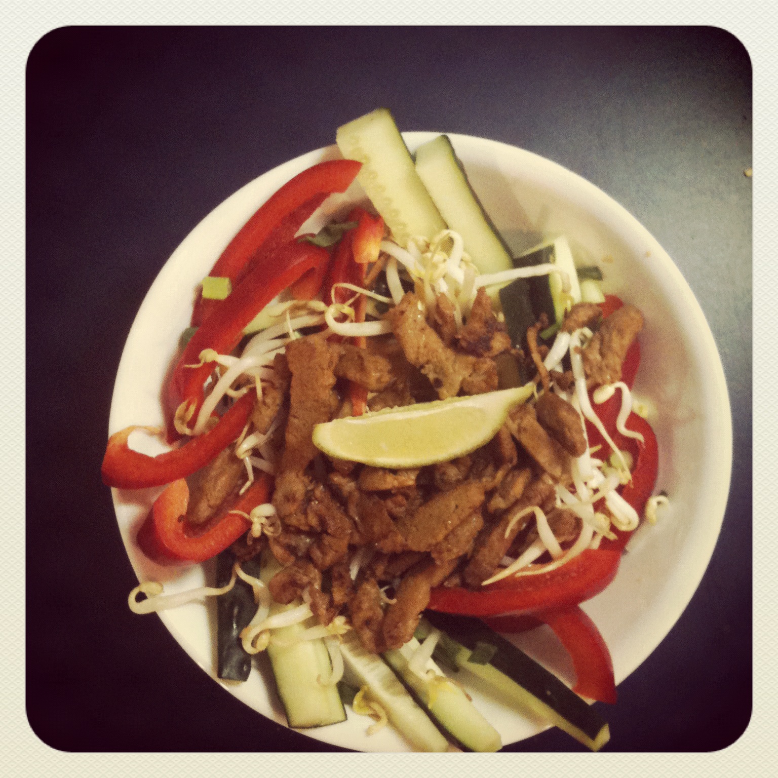 Eating While Feminist Cold Udon Noodles with Peanut Sauce and Seitan