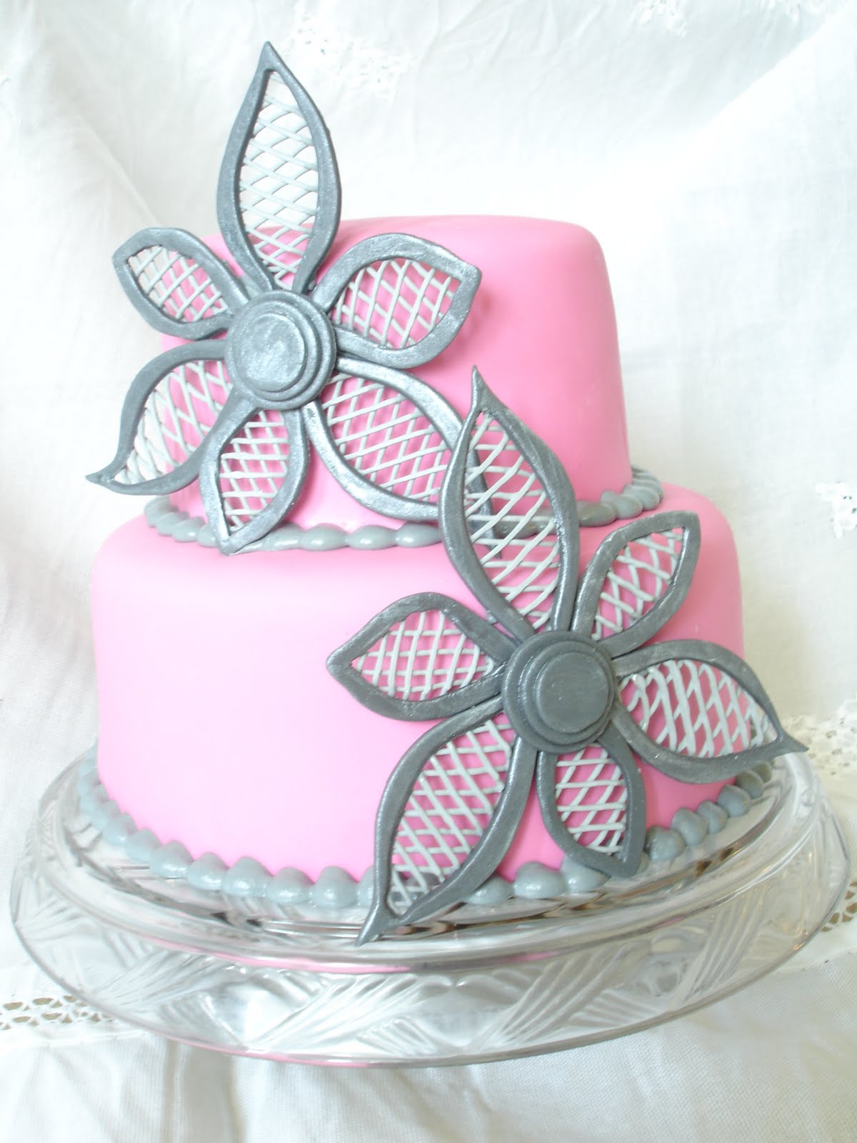 Cake Flair: Modern Pink and Silver Bridal Shower Cake