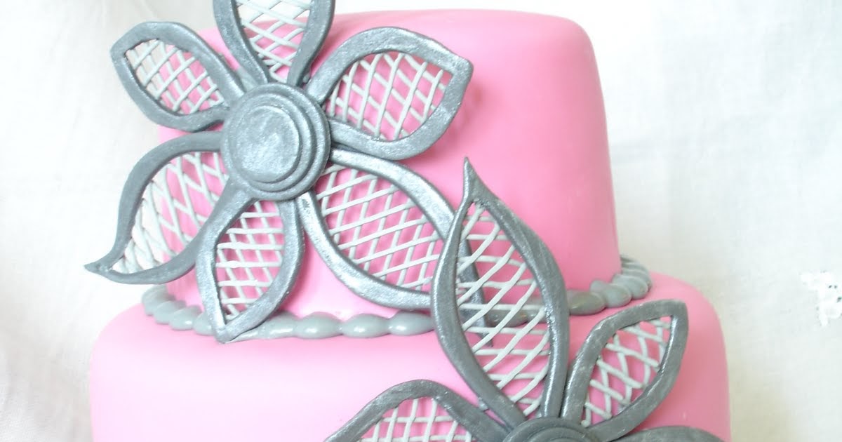 Cake Flair: Modern Pink and Silver Bridal Shower Cake