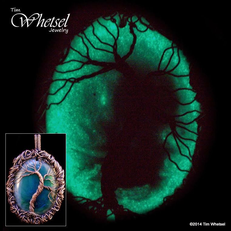 Glowing in the dark -  Wire Wrapped Tree Pendant - Orgone - ©2014 Tim Whetsel - TDWJewelry