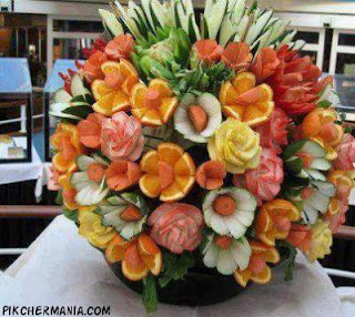 flowers made of Vegetables and fruits bouquet
