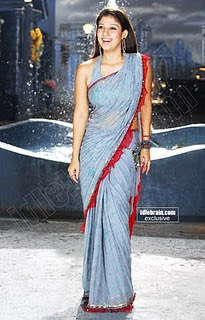 Nayanatara looks very hot in wet transparent saree waist indian traditional girl  tamil malu actress big breast boobs red border rich saree