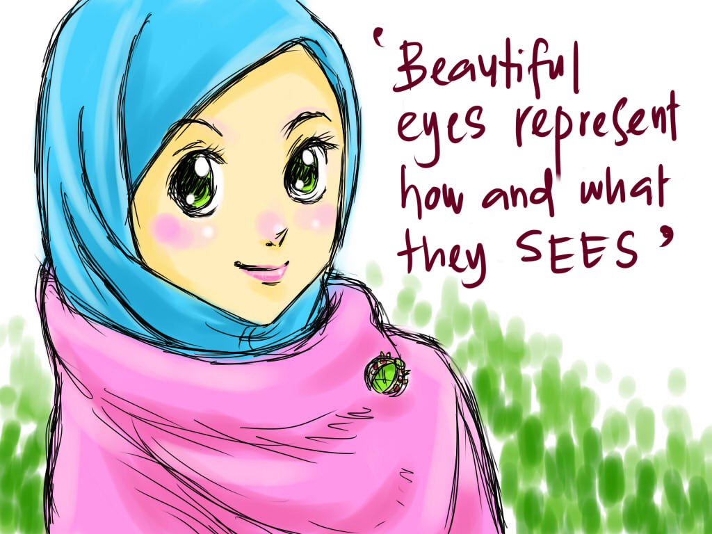 Gambar Kartun Muslimah Hari Raya Top Gambar