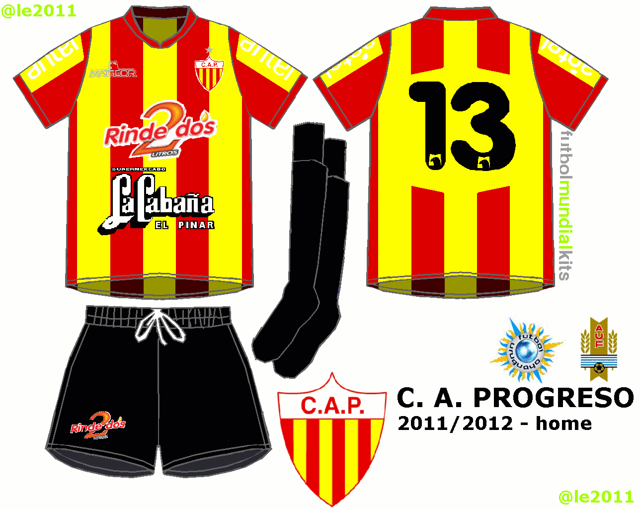 Fútbol Mundial Kits Uruguay C. A. Progreso 2011/2012 (home y away)