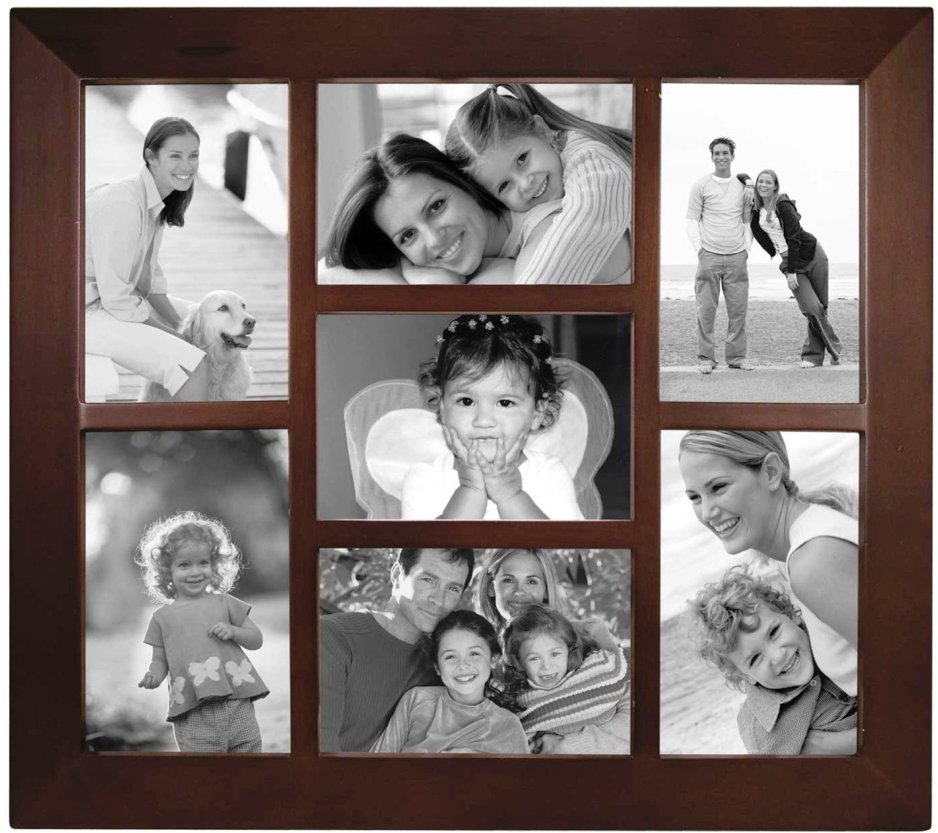 Beveled Wood Edge 7 Opening Collage Frames