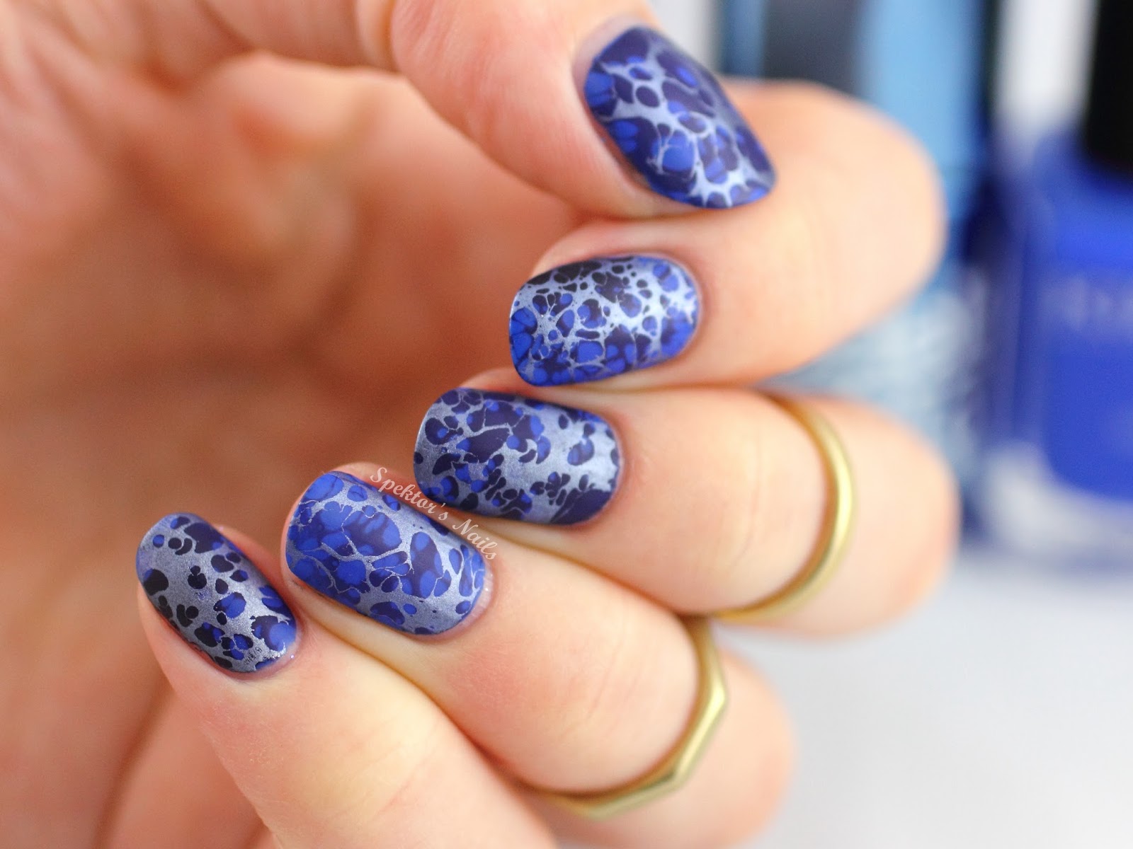 Water Spotted Nail Art feat. Model's Own - Chrome Indigo