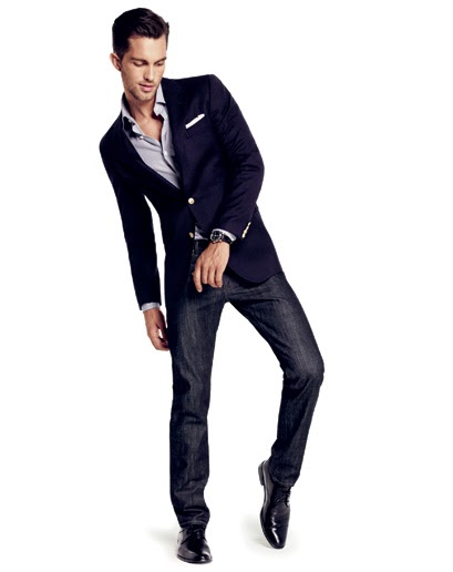 navy blazer black shoes