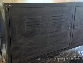 Tutorial for a Restoration Hardware inspired faux aged steel paint finish by Simplicity In The South.