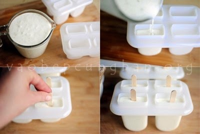 Cách làm kem sữa chua chanh dừa que cực mát4
