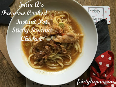 Fran A's Sticky Sesame Chicken - Pressure Cooker / Instant Pot Chicken thigh fillets, garlic, ginger, hoisin sauce, chilli sauce, light soy sauce, rice wine... all combine to make a tender and delicious chicken dish