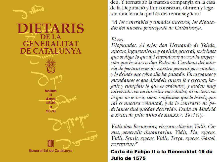 HISTORIA DEL IDIOMA ESPAÑOL EN CATALUÑA Felipe+II+generalitat