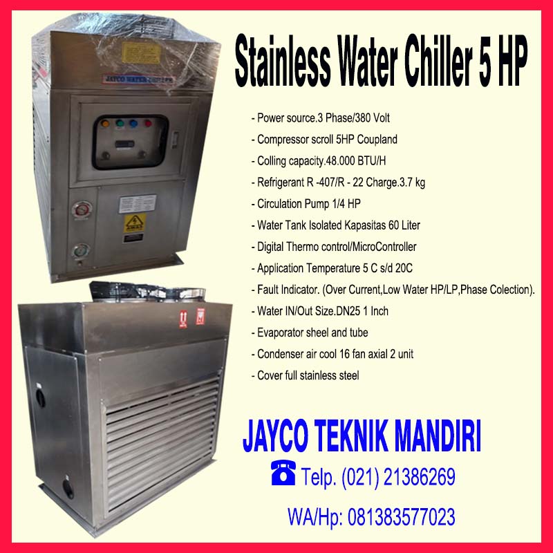 Jual water chiller 5pk stainless