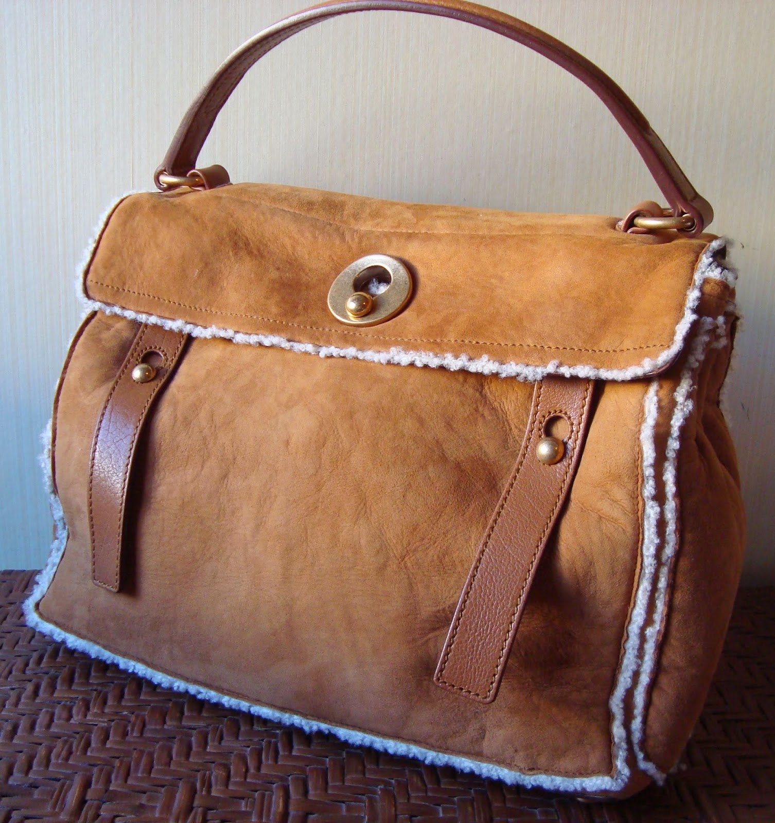 ysl ecru leather handbag muse two  