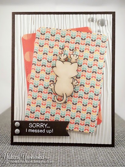 Sorry card with Naughty Kitty by Yukari Yoshioka | Naughty Newton Stamp set by Newton's Nook Designs