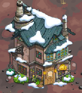 Scrooge's Shop in the snow