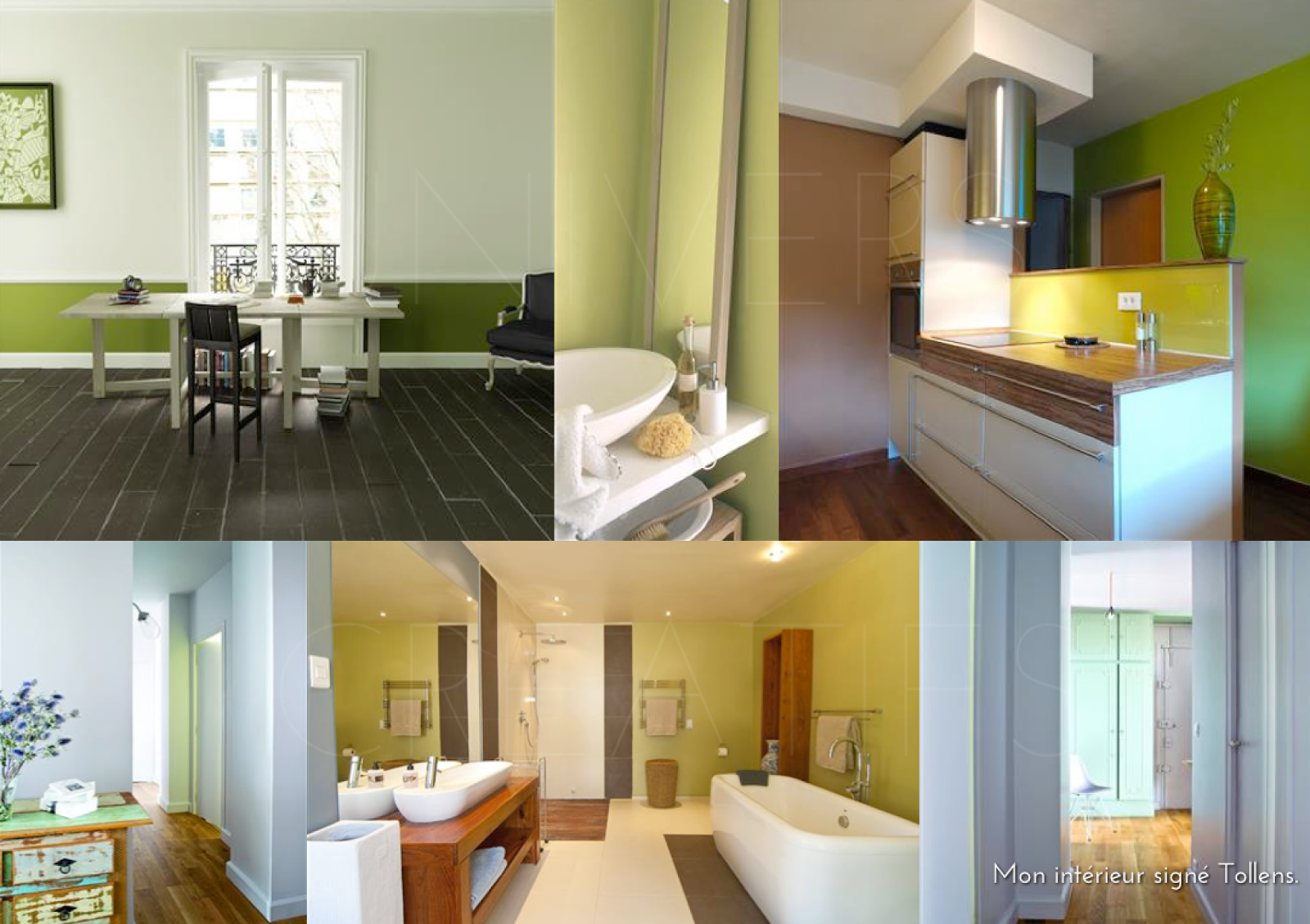 Papier peint vert anis et