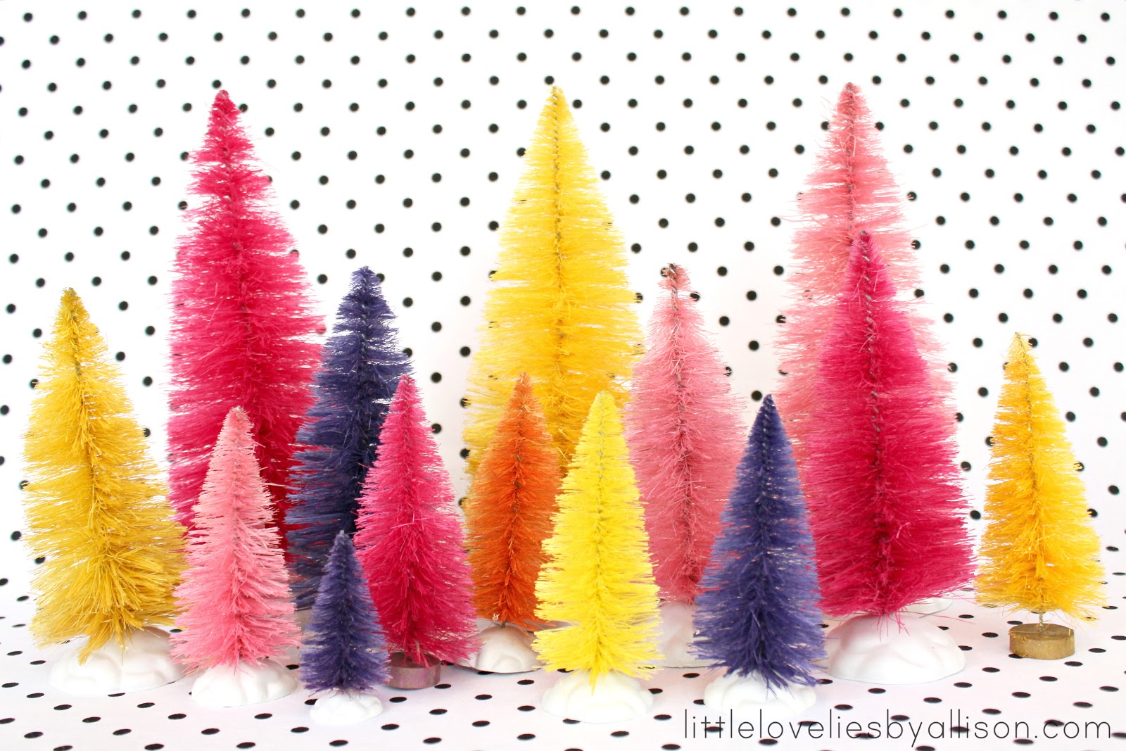 little lovelies dyed bottle brush trees