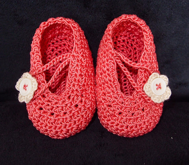 crocheted pink baby booties for girls