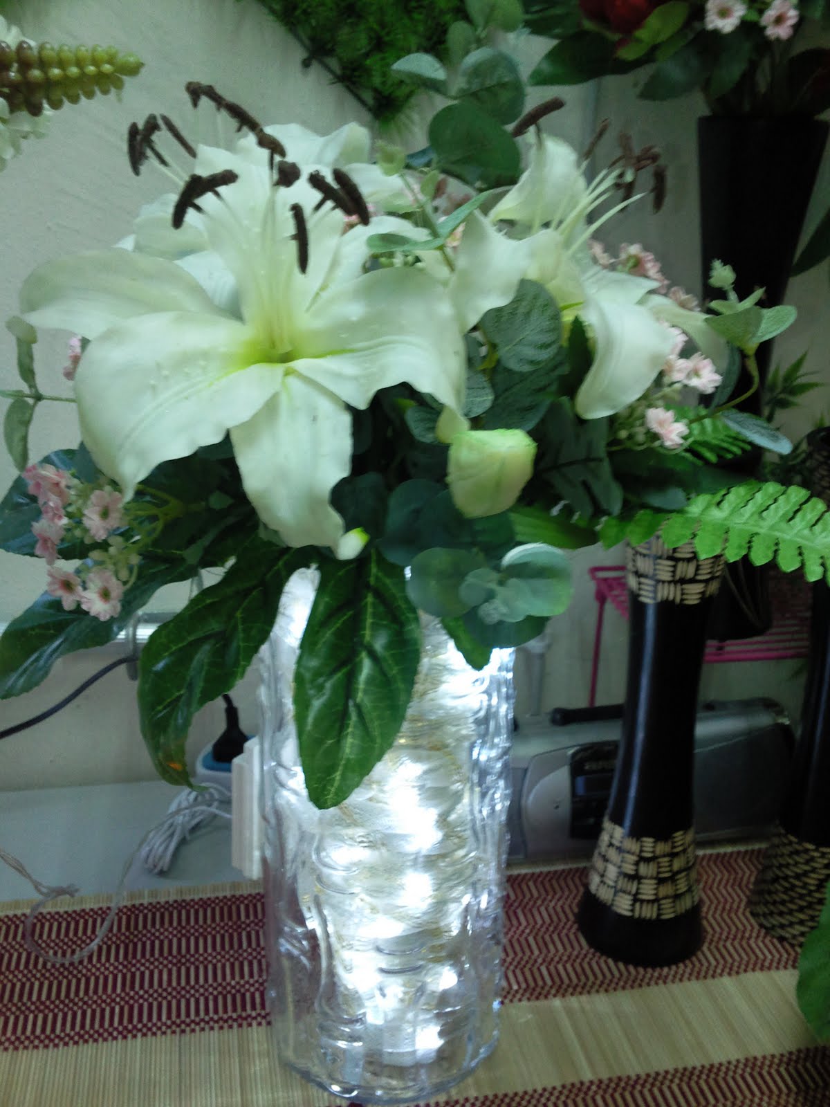 & U Led lights vase floral arrangements for sale.