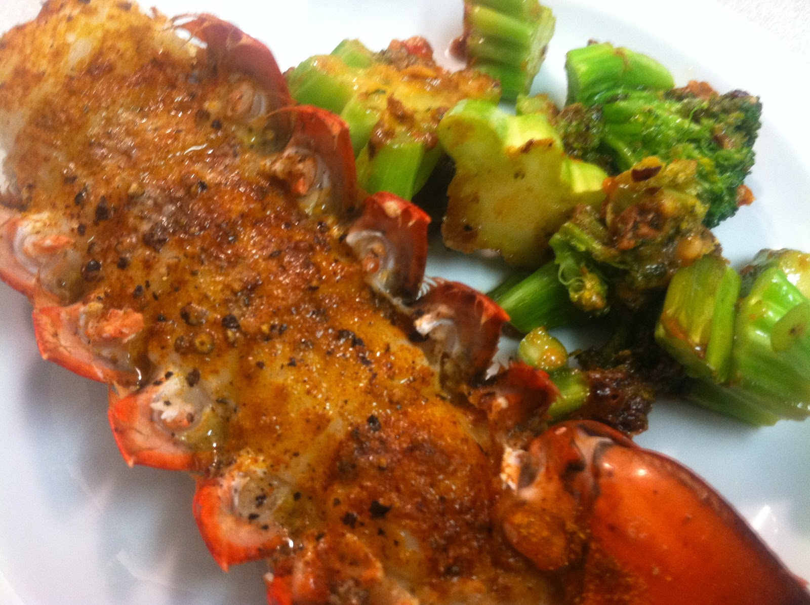 WeArePrimalTwo Baked Lobster Tail and Broccoli