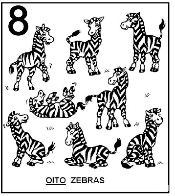 Atividades com Numerais - Zebras para colorir