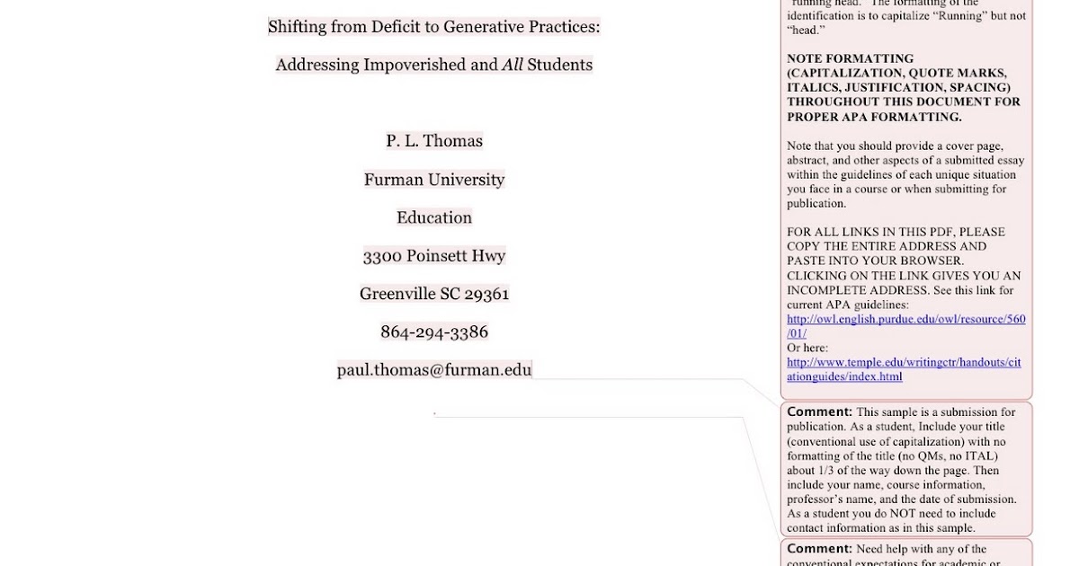 Conventional Language: Sample APA essay with notes