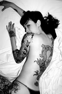 Tattooed Girl with Dragon Tattoo Design