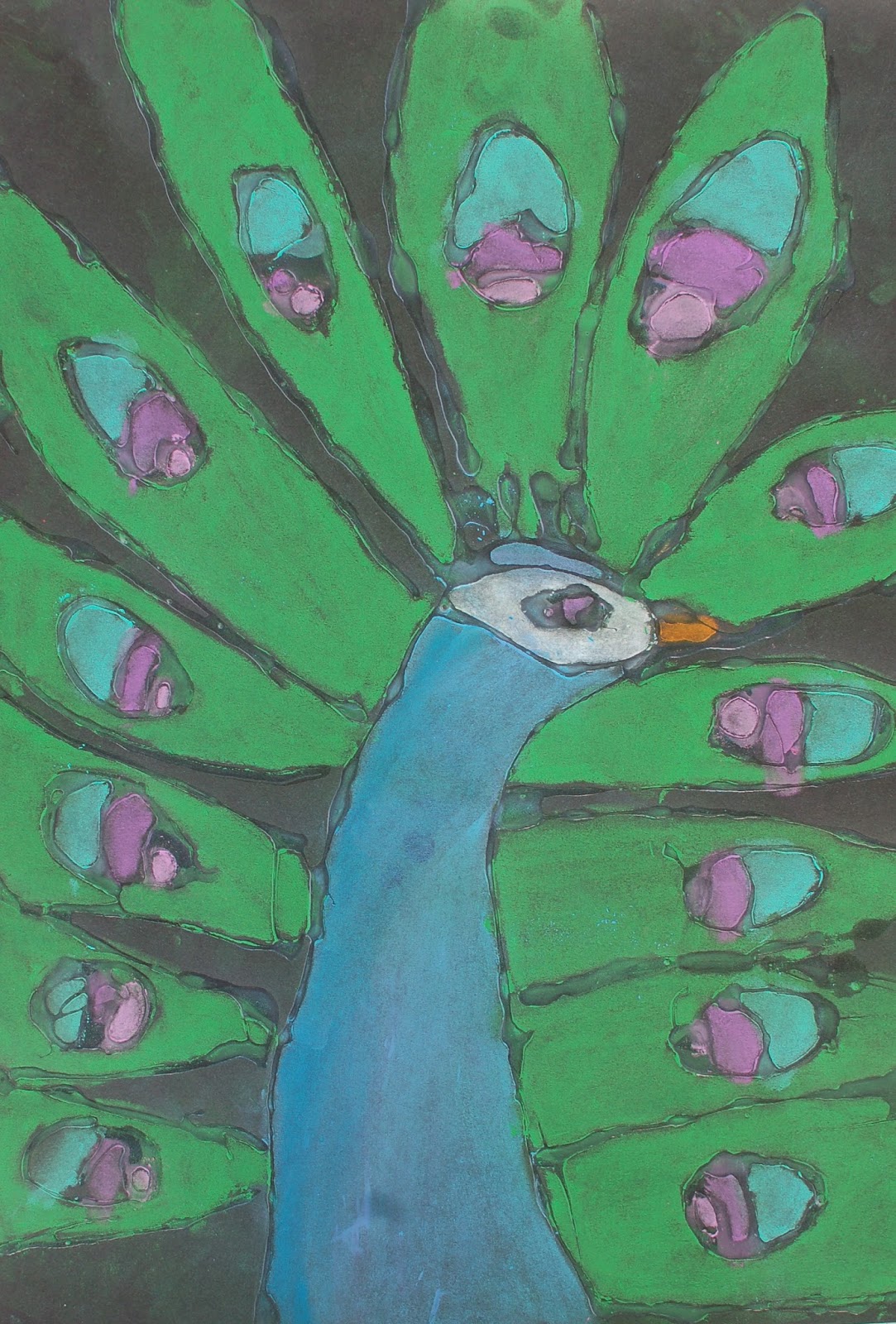 Sunnyside Art House Glue and Chalk Pastel Peacocks, Flowers and Other....