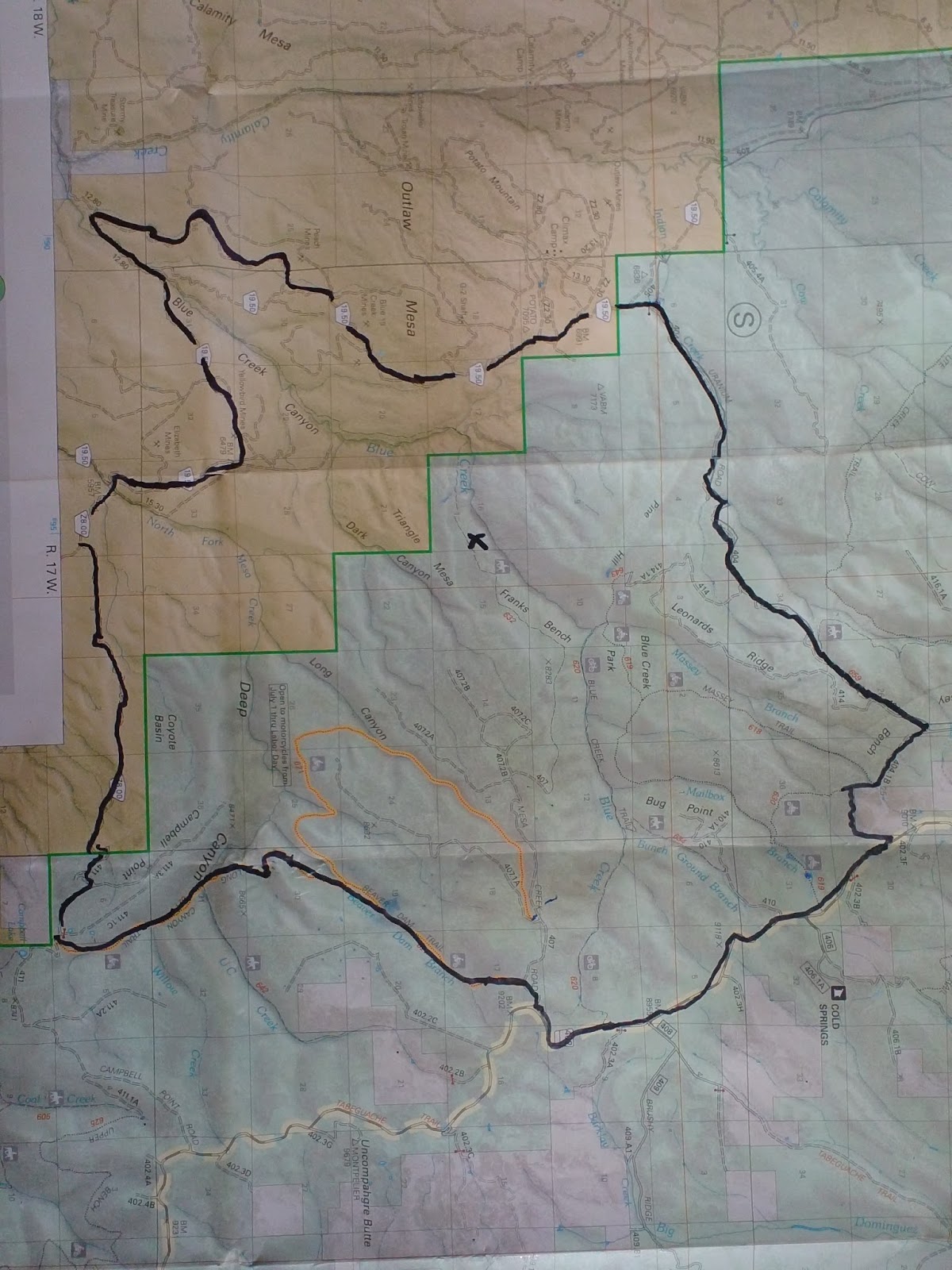 a map of the franks bench fire area the black line on the map is road trail system scouted by the module 30 miles in length a map of the franks bench fire area the black line on the map is road trail system scouted by the module 30 miles in length
