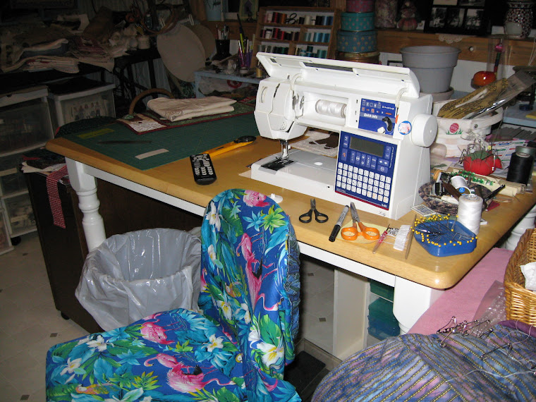 messy sewing room