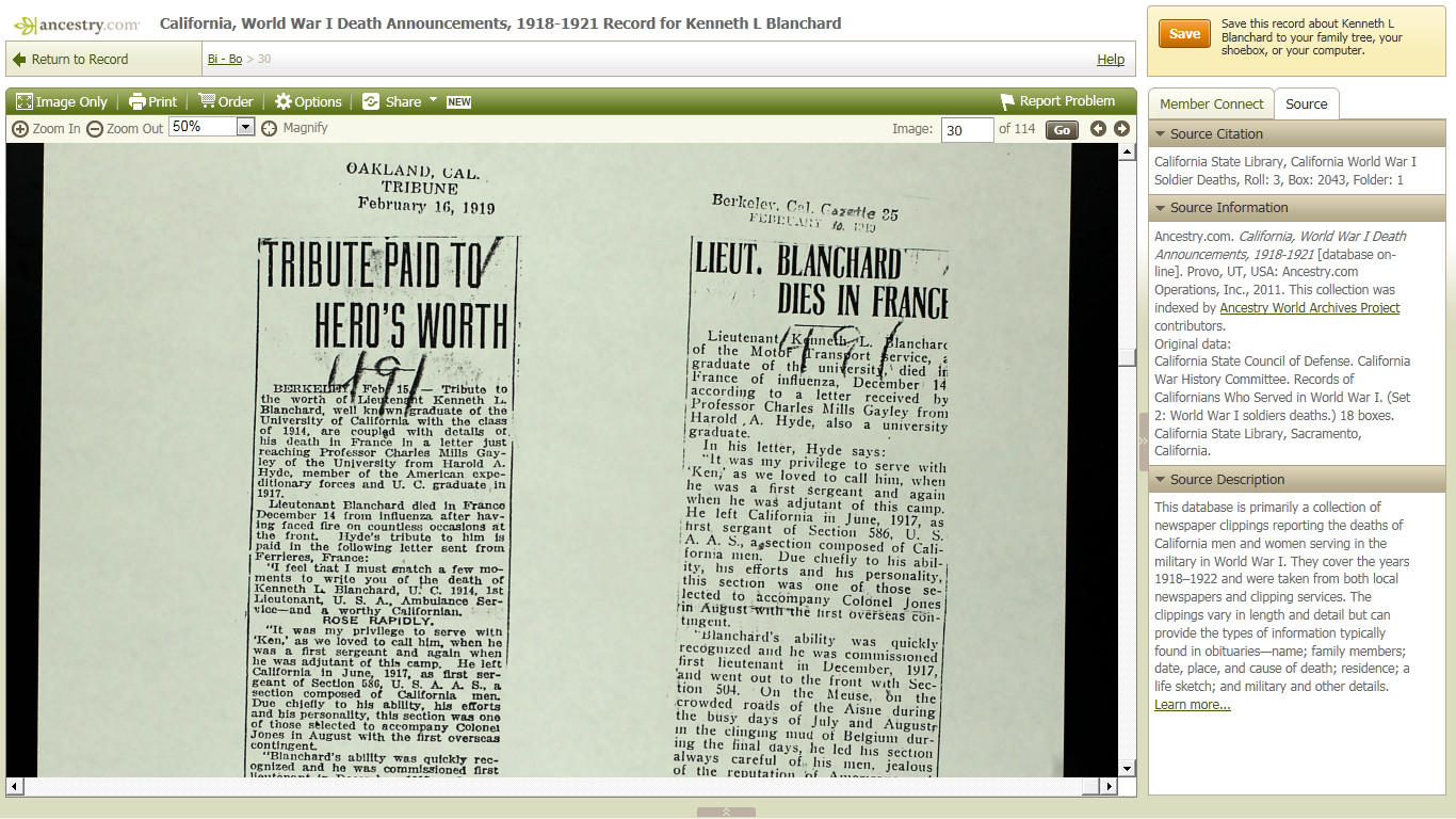 War I Death Announcements,
