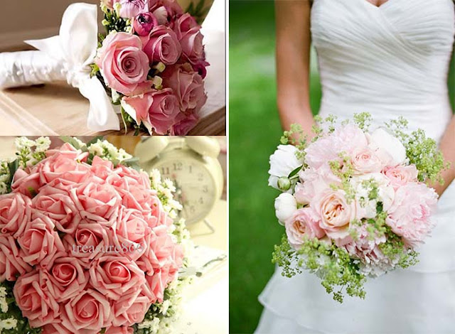 pink rose wedding flowers and bouquets