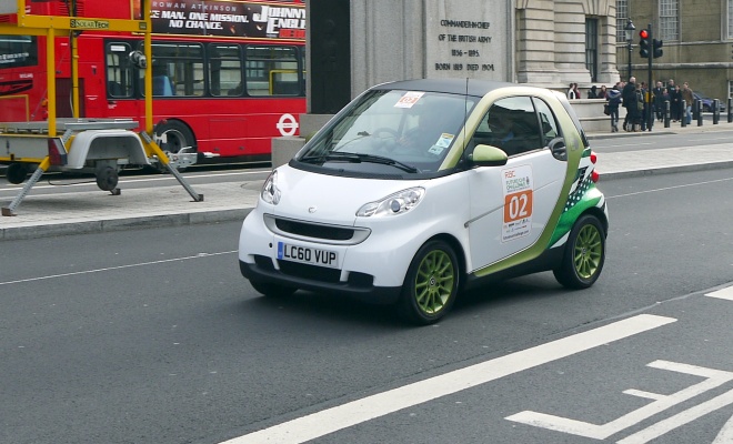 Electric Smart car on Whitehall