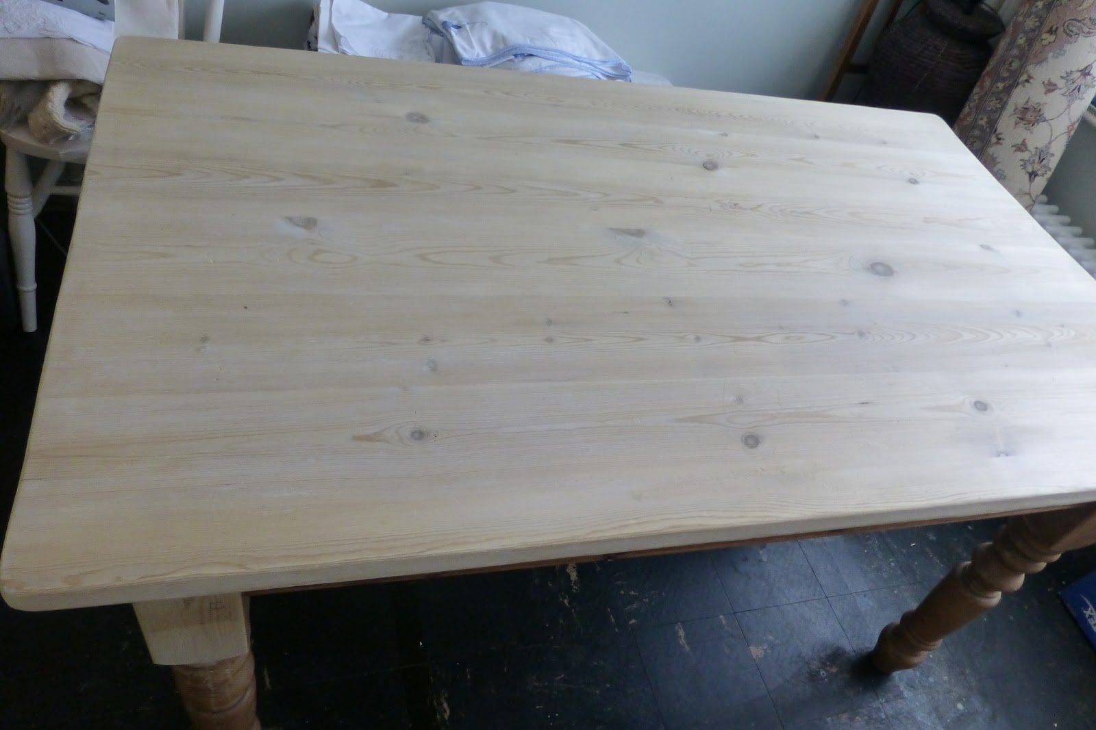 Paint and Style Wood bleach results...and a scrubbed pine table top