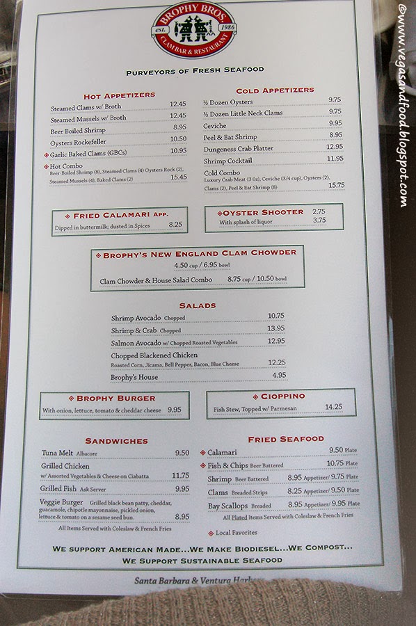 Brophy Bros Santa Barbara Vegas and Food