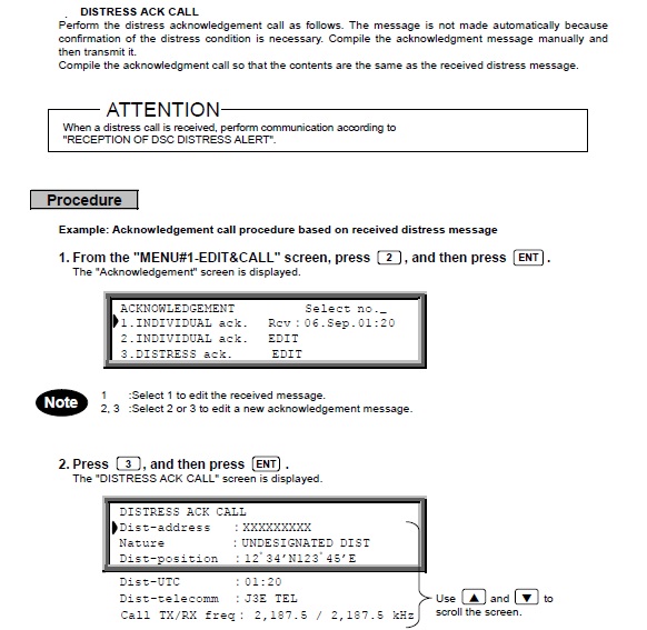 GMDSS(Global Maritime Distress and Safety System) Distress ACK Call (JRC, MF/HF Radio, JSS296