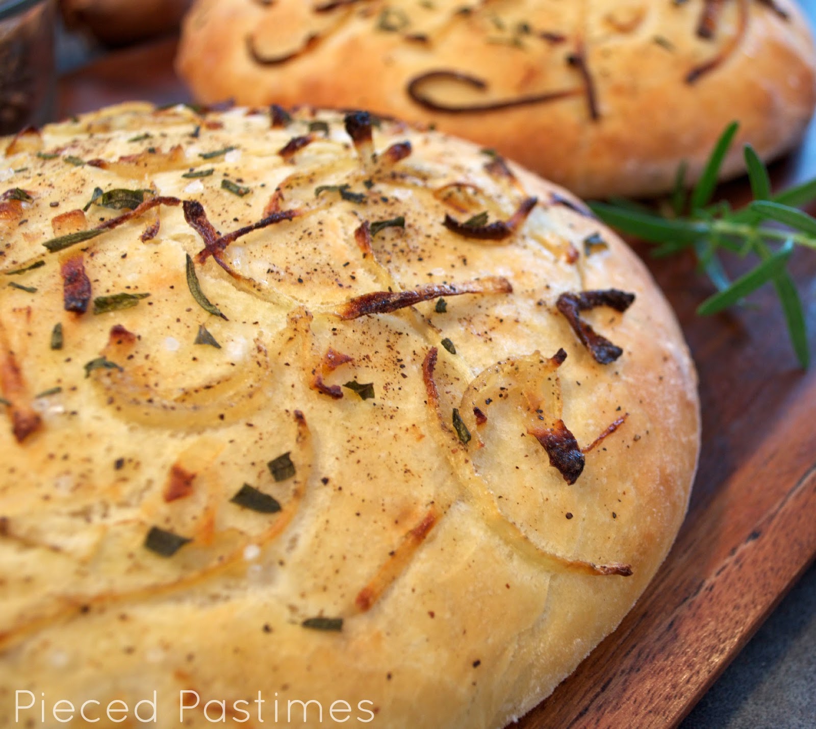 Pieced Pastimes Onion and Rosemary Focaccia