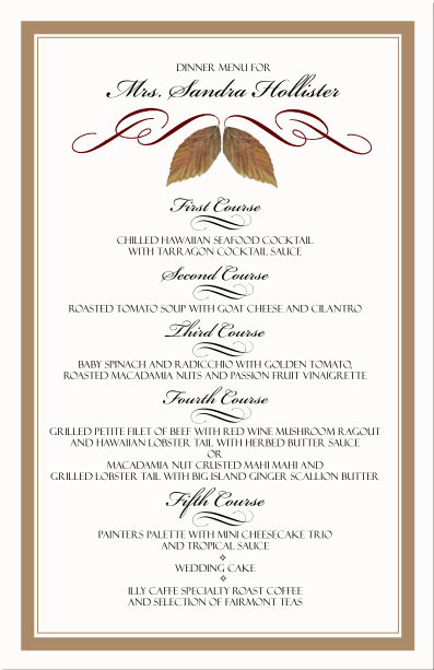 how to write a menu card