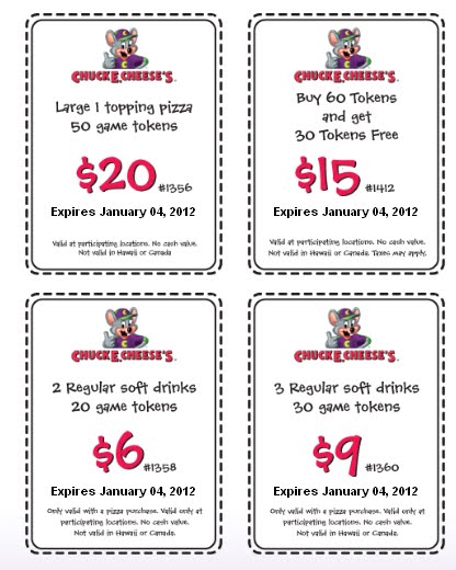 Frugal Baby: Chuck E Cheese coupons