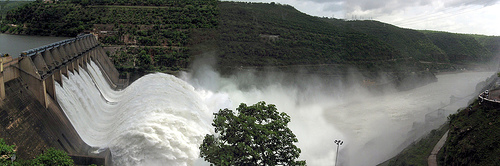 sraisailam dam flow, panoramic view of srisailam dam