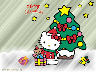 Hello Kitty Christmas desktop wallpaper background 1024x768